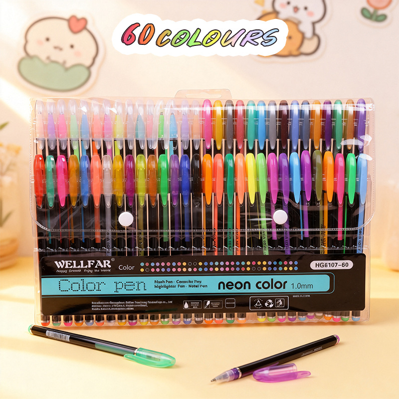 Venta al por mayor de bolígrafos de purpurina de 12 y 48 colores en stock, juego de marcadores Candy Planner, bolígrafos resaltadores, bolígrafos de gel de colores de 1.0 mm