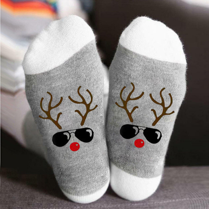 Calcetines de algodón transfronterizos de otoño e invierno para hombres y mujeres copa de vino tinto personalizada calcetines casuales de media pantorrilla ins medias transpirables a juego de colores de moda al por mayor