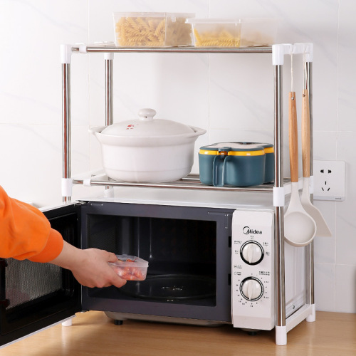Stainless steel microwave shelf kitchen expandable double-layer desktop countertop oven rack household storage rack