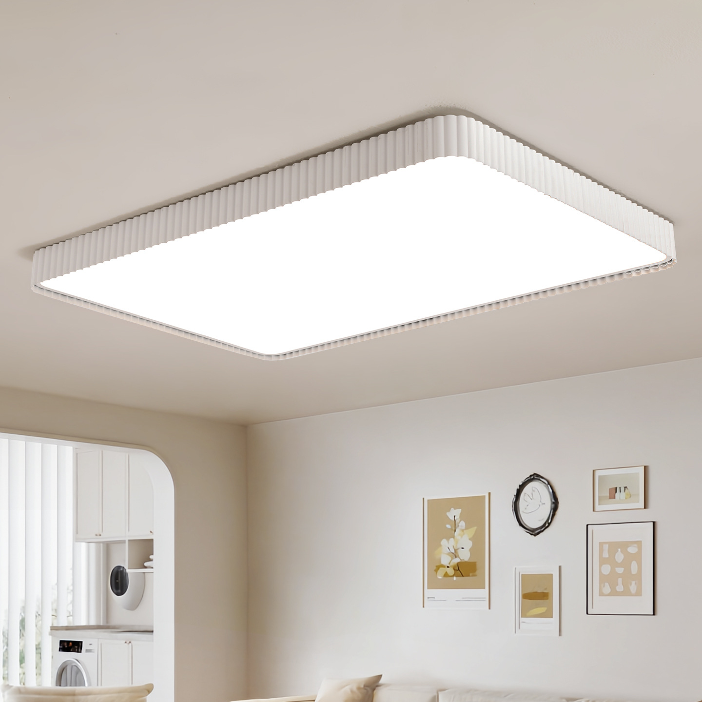 Nueva lámpara de techo de la sala de estar crema viento de espectro completo rectangular simple pasillo brillante protector de ojos lámparas de casa 700L