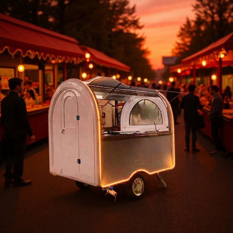 上海亿宝出口玻璃钢车阿拉伯小推车早餐车美食车food trailer