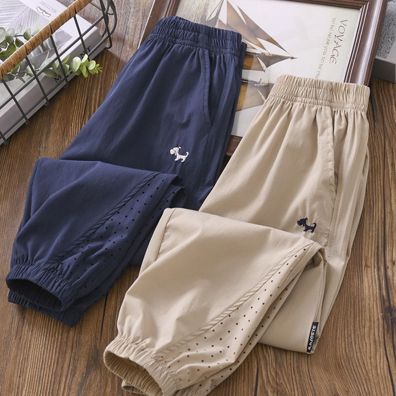 Boys' Summer Pants Quick-Dry Thin Ice Silk Pants for Older Children Mosquito-Proof Breathable Mesh Long Pants