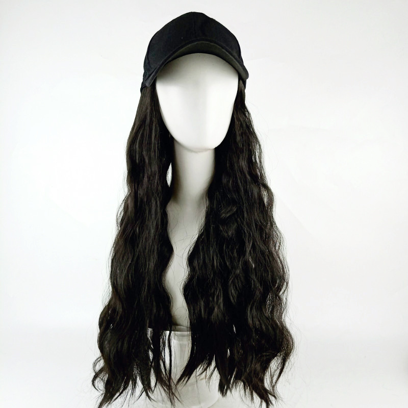 Extensão de cabelo sintético com boné liso comprido_voghion.com