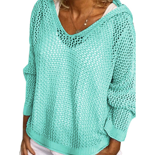 European and American Amazon Cross-Border Bestseller: Knitted Sun-Protective Hooded Outerwear — Thin, Loose-Fit Hooded Sweater