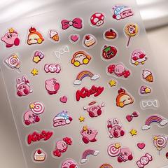 かわいいカービィネイルアートステッカー 5D レリーフ立体かわいいピンクカービィネイルステッカージュエリー YL スタイル