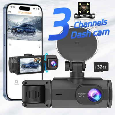 HD 1080P üç qeydli avtomobil DVR, mobil telefon bağlantısı, infraqırmızı gecə görmə