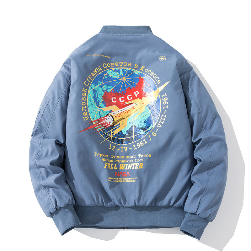 Autumn and Winter Nasa Co-Branded Astronaut Jacket Baseball Uniform for Men and Women Couples Trendy Loose Thickeneded Bomber Jacket Cotton Jacket