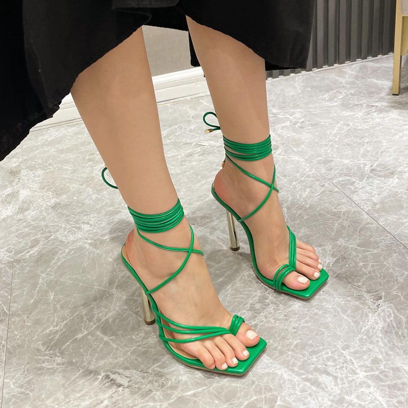 fashionable belt stiletto heels