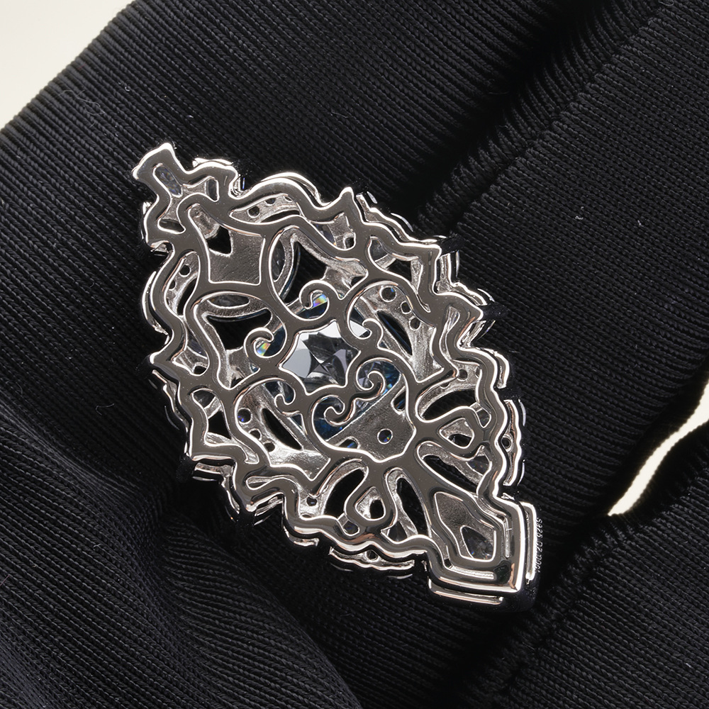 2 quilates diamante azul de alto carbono taladro colgante de plata esterlina gruesa electrodeposición de diamante de alto carbono importado