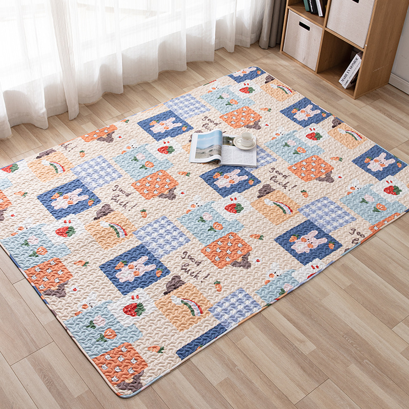 순면 어린이 바닥 매트, 아기 크롤링 매트, 사계절 면 침실 침대 옆 매트, 다다미 매트, 세탁기로 세탁 가능