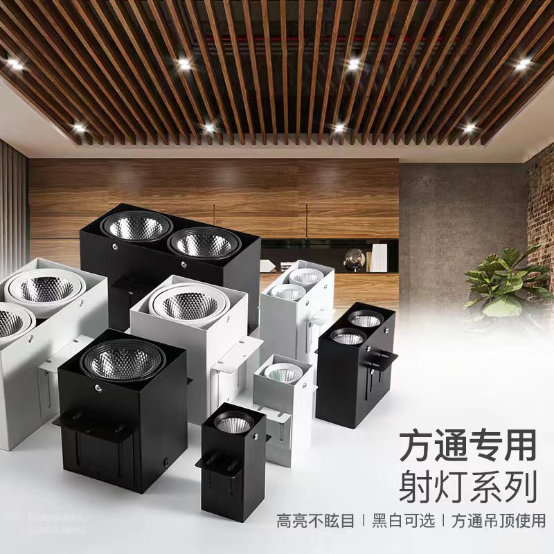Aluminum Square Channel Ceiling Led Double-Headed X-Shaped Spotlight, Square Wooden Channel Downlight, Surface-Mounted 5*5 Bold Light, Super Bright and High Color Rendering