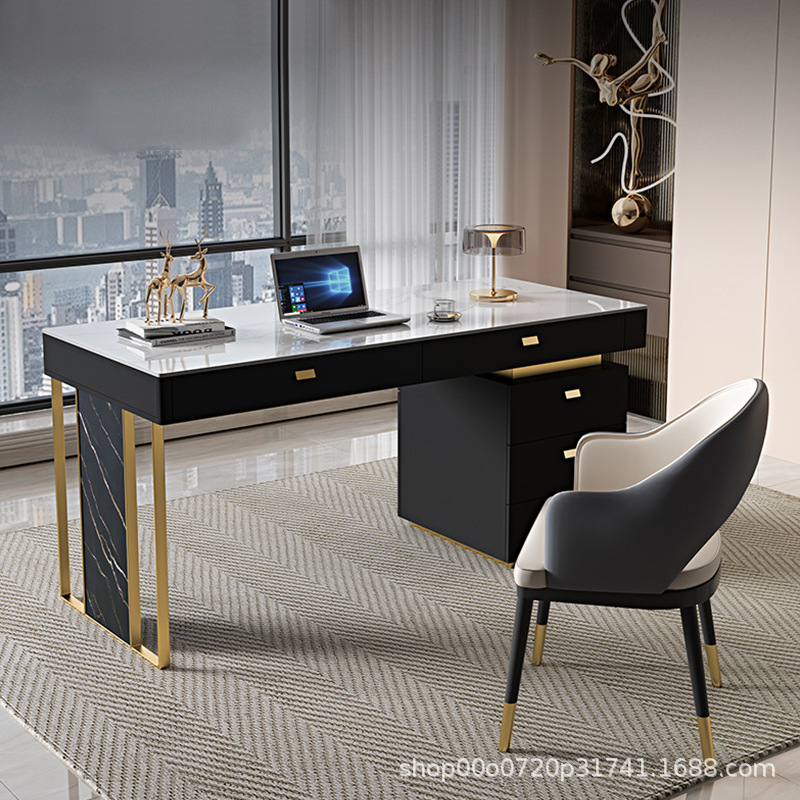 Modern light luxury computer desk rock plate desk high-end designer study home desk office beauty salon