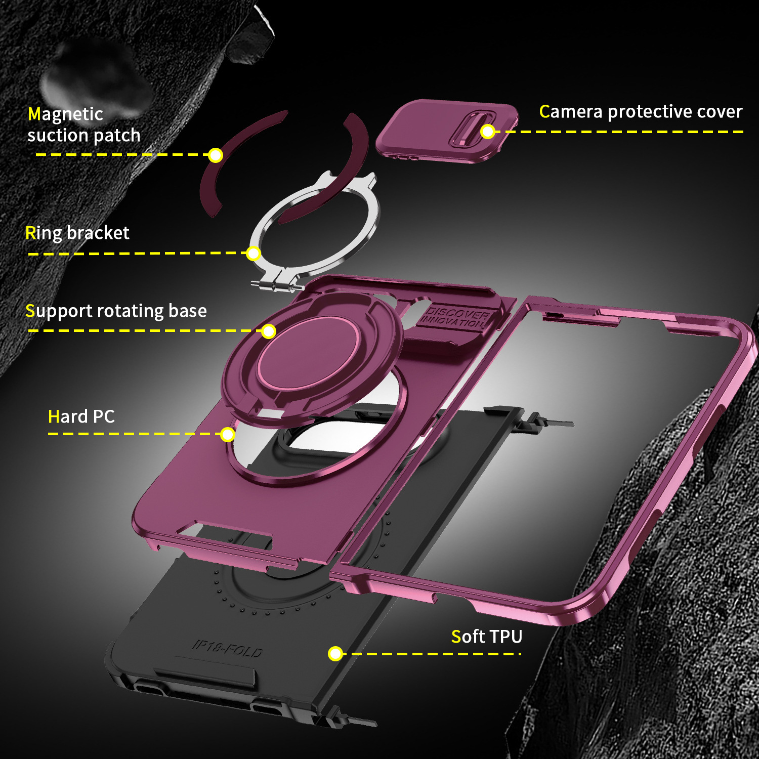 Funda Magnética Antigolpes para iPhone Duo, de PC, con Soporte Plegable image 5