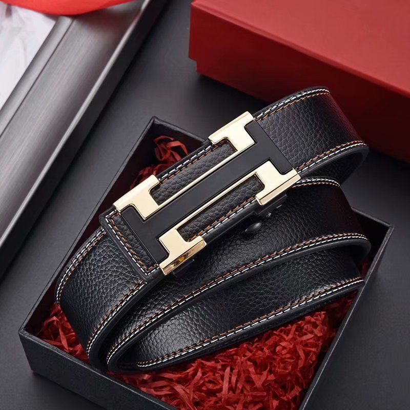 Men's Belt 2024 New Business Trendy Automatic Buckle Casual Dress Pants with Pebbled Edge, One-Piece Wholesale