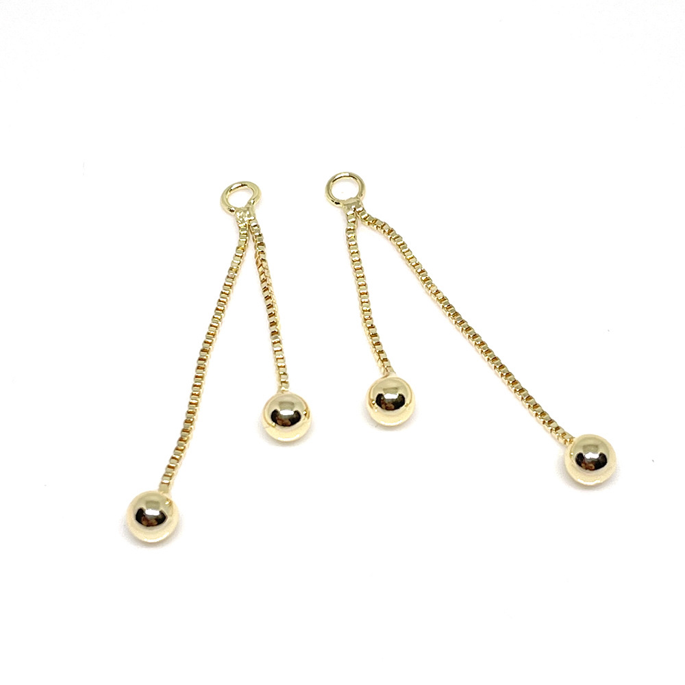 14k包金保色イヤリング流蘇部品箱チェーン溶接ビーズ吊り飾り手作りdiy耳飾りストラップ材料