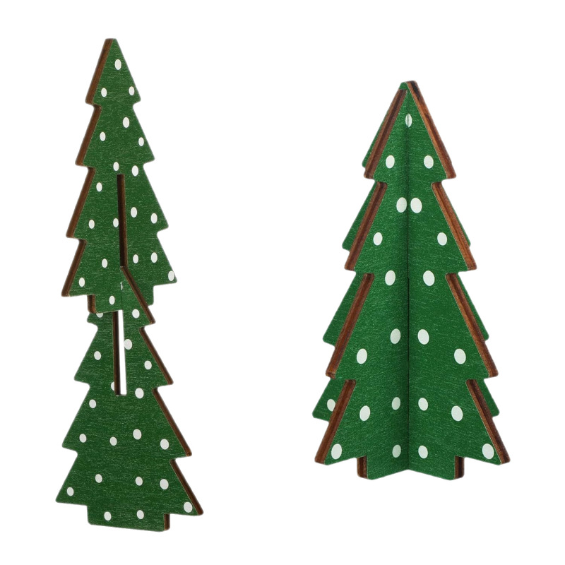 25 クリスマス装飾木製クリスマスツリーオーナメントデスクトップセンターピースクリスマス装飾立体クリスマスツリー 3 点セット|undefined