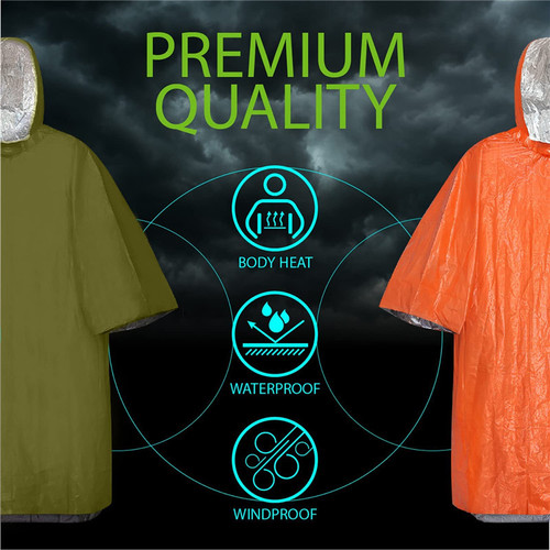Outdoor camping portable emergency waterproof raincoat first aid rain jacket PE aluminum film warm blanket emergency windproof rainproof