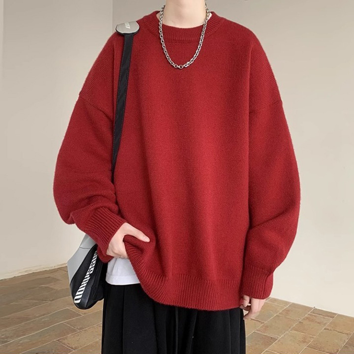 Red Sweater for the Year of Birth, Autumn and Winter, Men's Couple Style, Lazy and High-End Knitted Jacket, Christmas One-Piece Wholesale