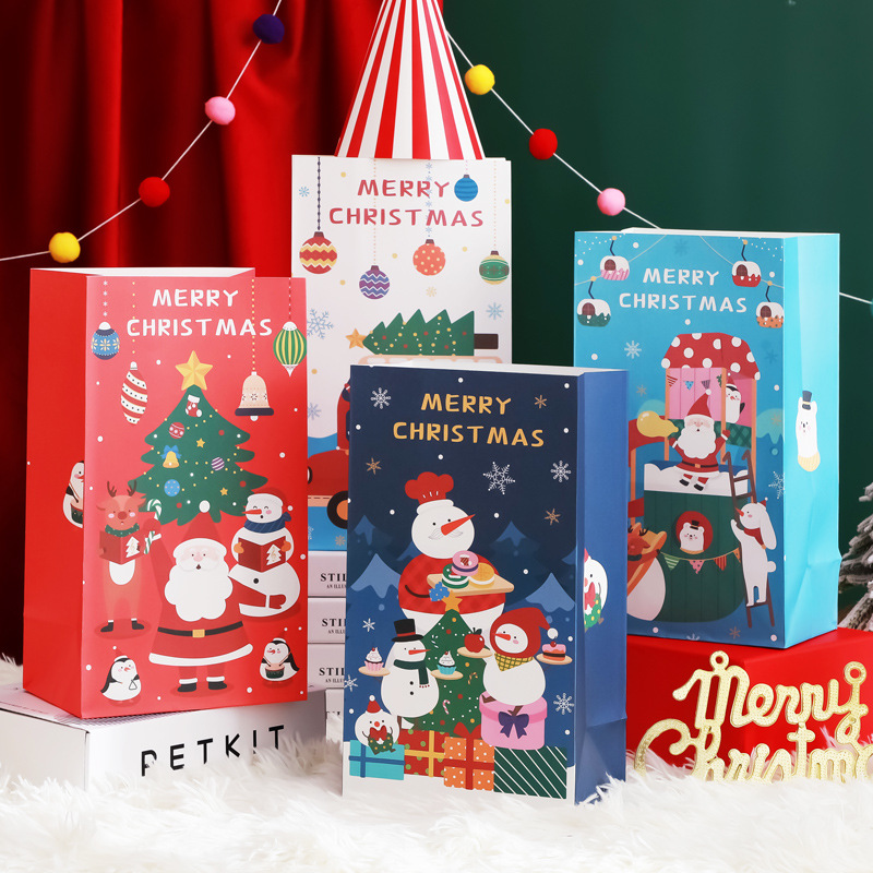 Navidad dibujos animados creativo lindo bolsa de regalo vacaciones regalo de cumpleaños caramelo caja de frutas caja de manzana bolsa de papel