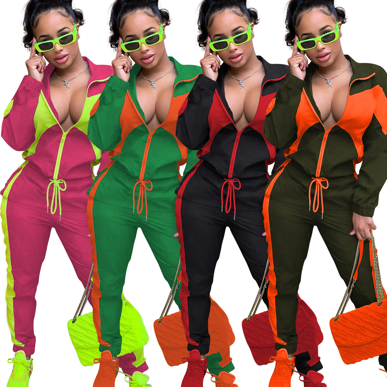 364g Weight Long Sleeve Sleeve Length Polyester Fabric Type Pant Co-ord Set Sets Type 2 Pieces Set Quantity Daily Occasion Turndown Neckline Regular Fit Fit Type Color Block Pattern Spring, Autumn Season Women's Gender Casual, Streetwear Style Daily Women's Casual Streetwear Color Block Polyester Pant Co-ord Set Pants Sets 22
