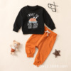 Black jacket for early age suitable for men and women, orange trousers, long sleeve