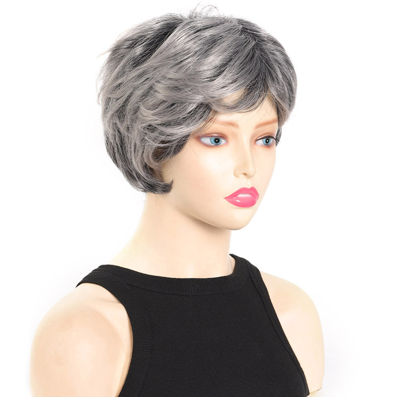Parrucca sintetica donna capelli corti ricci effetto naturale_voghion.com