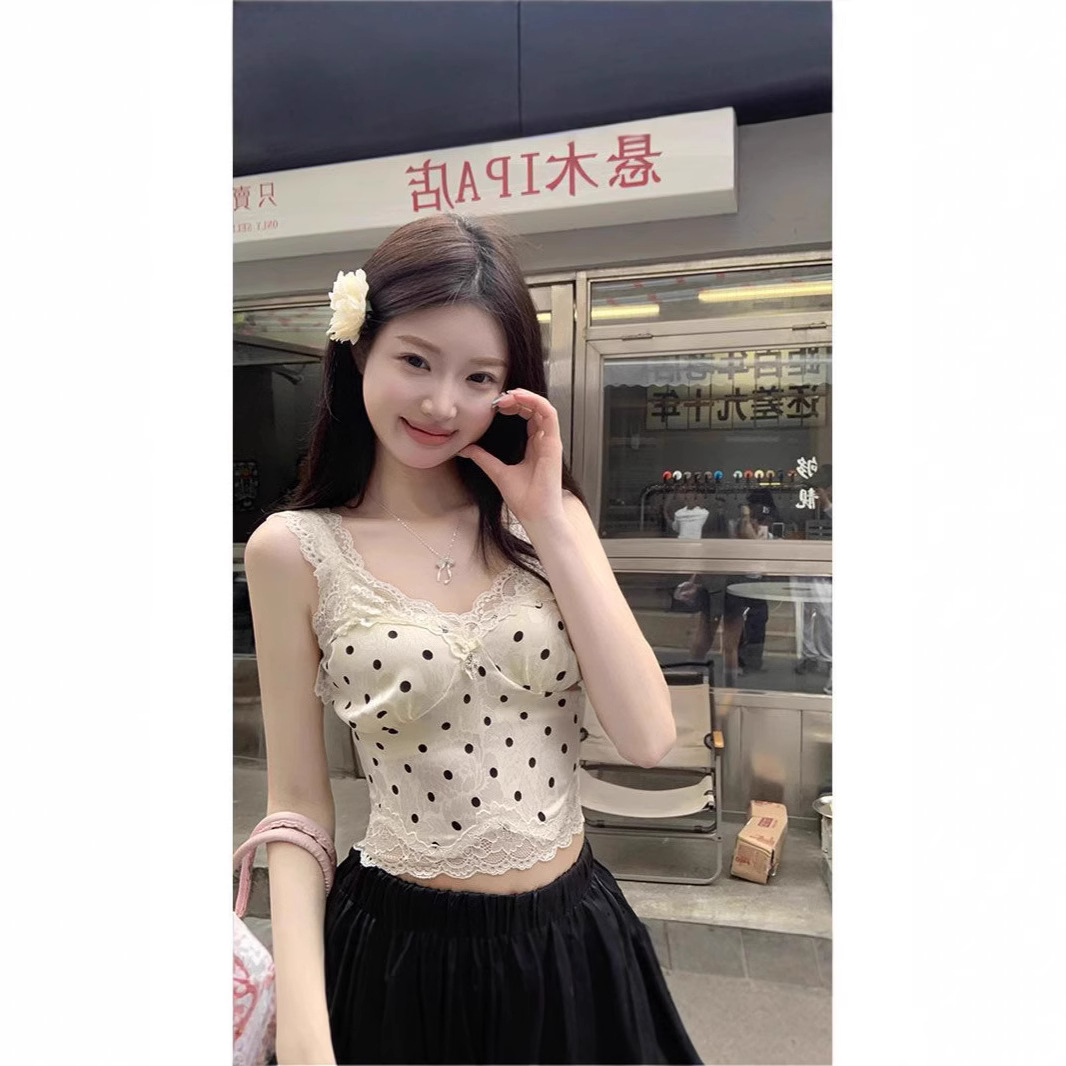 Fashionable lace summer sexy short base tank top