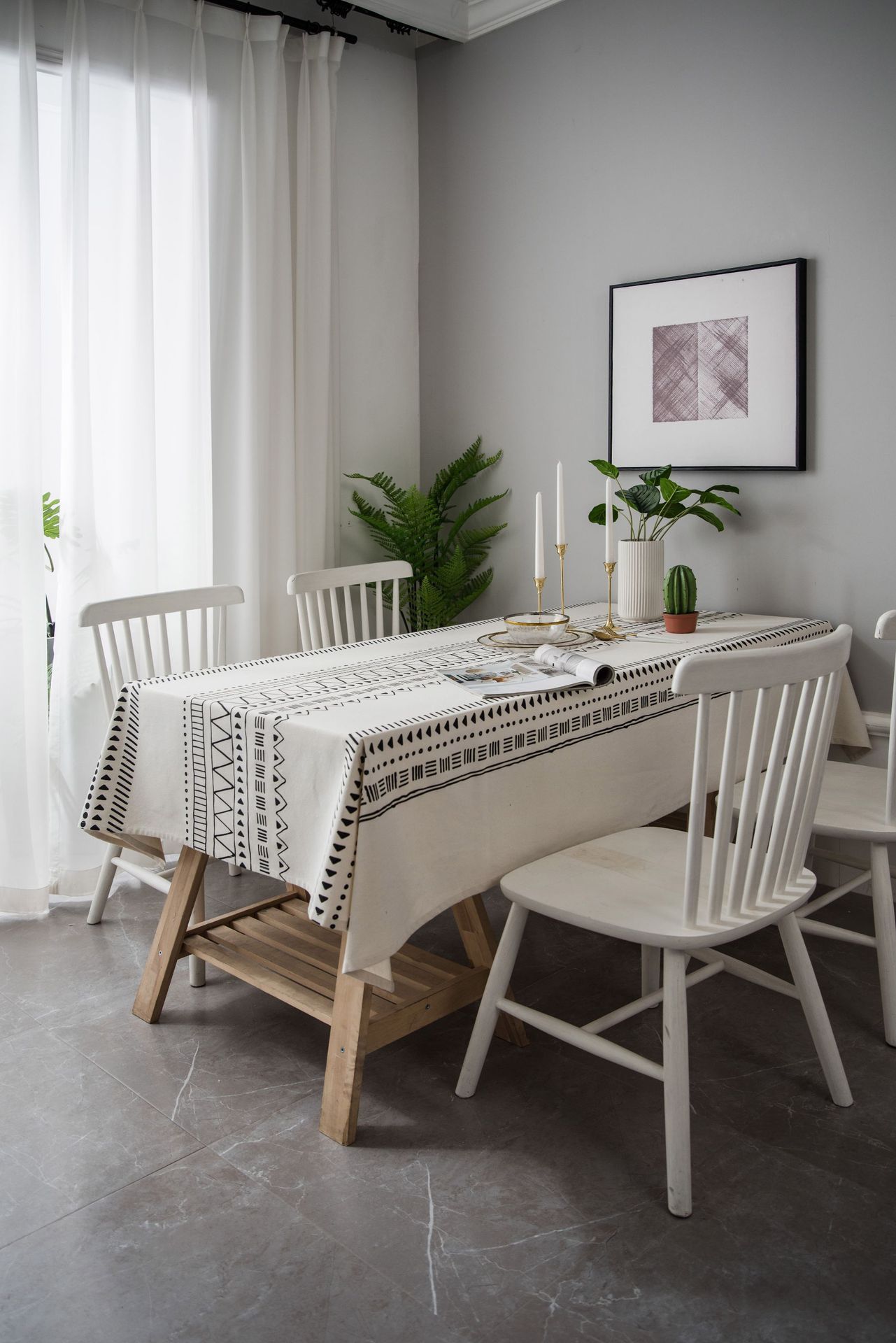 Bohemian Black and White Tablecloth