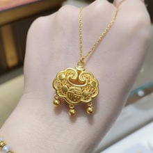 999足金包银首饰镂空铃铛宝宝福字锁包福气锁包吊坠满月礼节日送