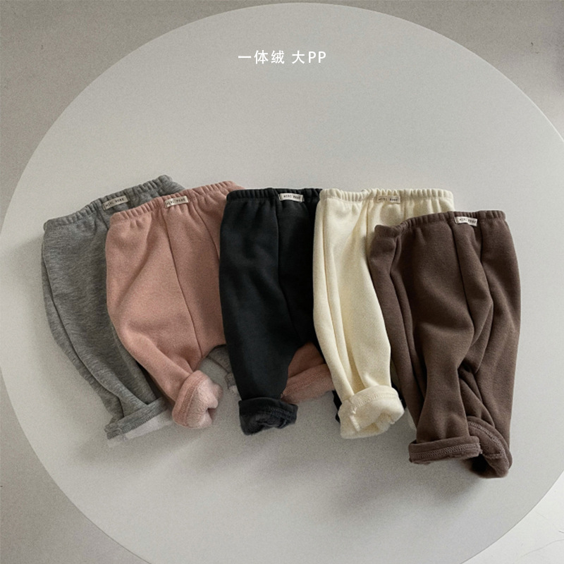 现货大PP加绒裤婴幼儿童一体绒保暖冬款长裤男女宝宝百搭韩版裤子