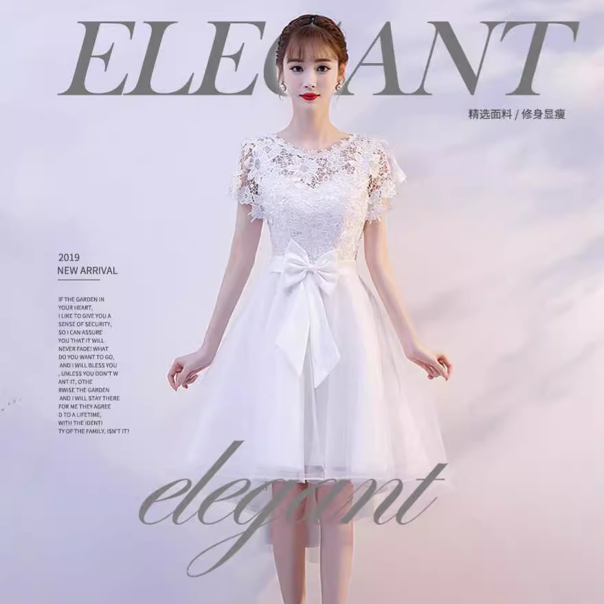 Evening Dress Short Style 2026 New Model Hostess Performance Bridesmaid Dress Petite Party Casual Dress Women's Banquet Dress