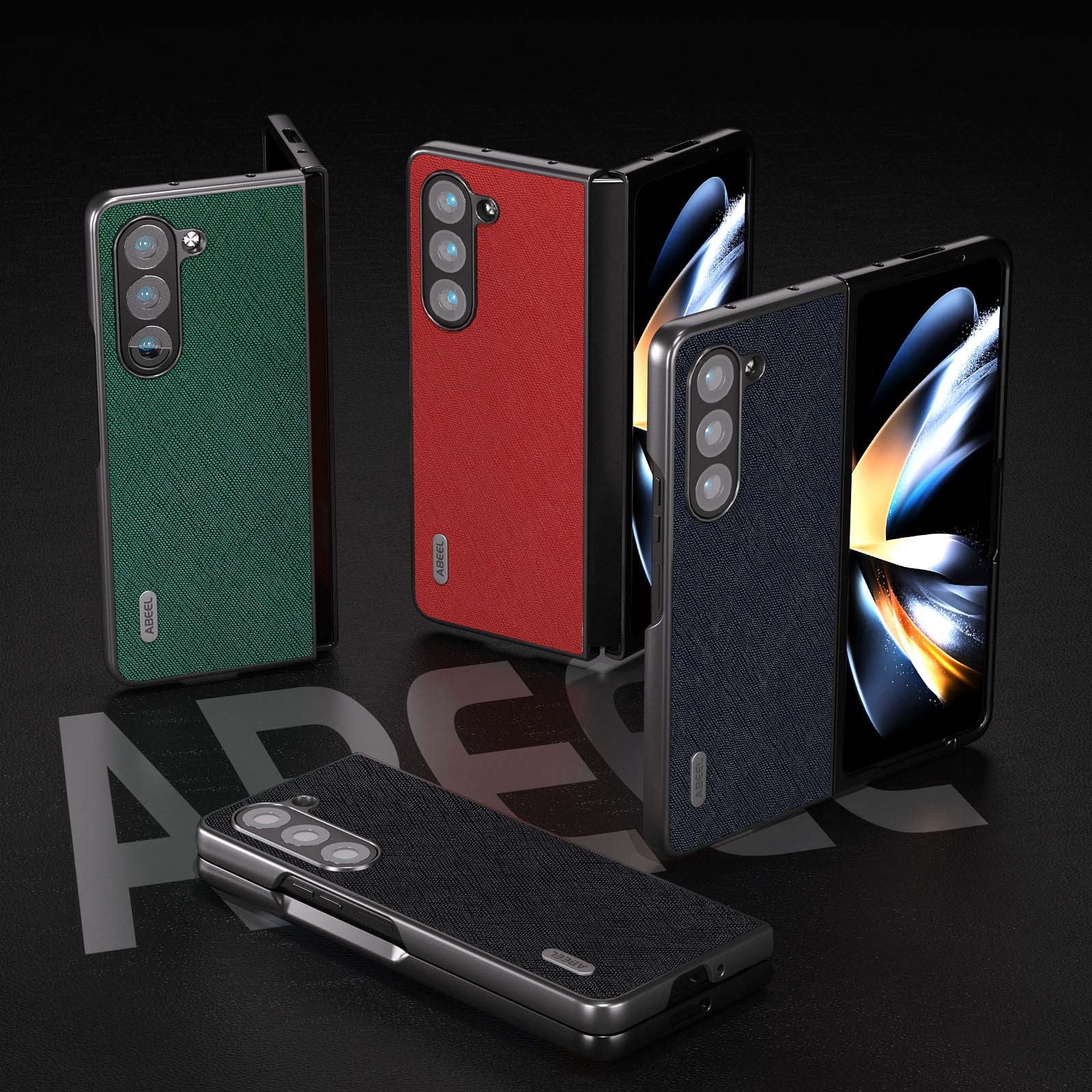 Suitable for Samsung Galaxy Z Fold5 Business Cross Pattern Phone Fold 5 Head Layer Cow Leather Protective Case_voghion.com