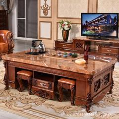 ヨーロッパ風大理石面工夫茶卓小戸型客間茶台湯たんぽ一体家庭用テレビキャビネットセット