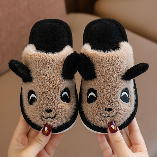 Children's Cotton Slippers Autumn and Winter Cartoon Style for Boys and Girls, Indoor Home Slippers with Non-slip, Baby Kids, Woolen Slippers from Zhao Zhi Zheng