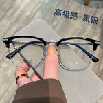 复古半框眼镜男50199超轻纯钛镜架商务近视眼镜框丹阳方框眉毛架