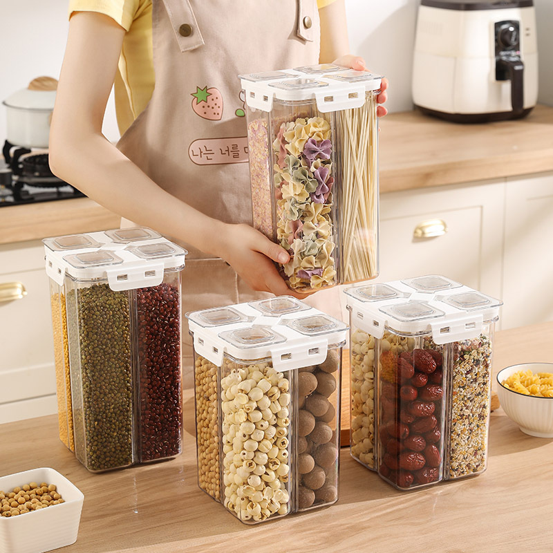 Sealed Tank Four-compartment Kitchen Dried Beans Dried Fruit Storage Tank Moisture-proof Mildew-proof Grain Storage Tank