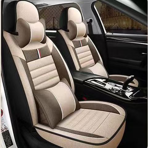 カーシートクッション、オールシーズンリネンシートカバー、夏用ファブリックシートカバー、完全密閉型特別シートクッションカバー、リネン通気性|undefined