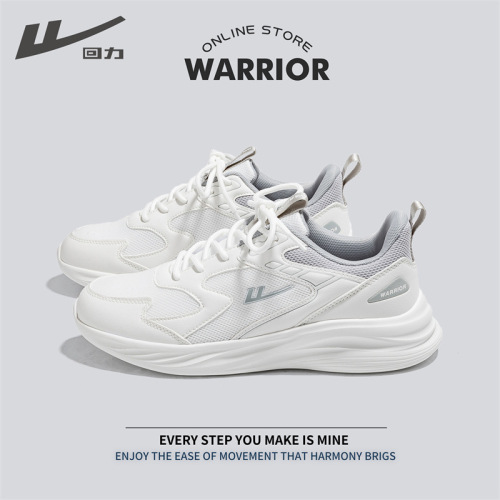 Warrior/Pullback Sports Shoes Men's  Mesh Breathable Couple Versatile Lightweight Thick-soled Running White Shoes