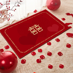 中式婚禮地墊紅色婚慶入戶結婚地毯玄關進門喜慶客廳地毯地墊