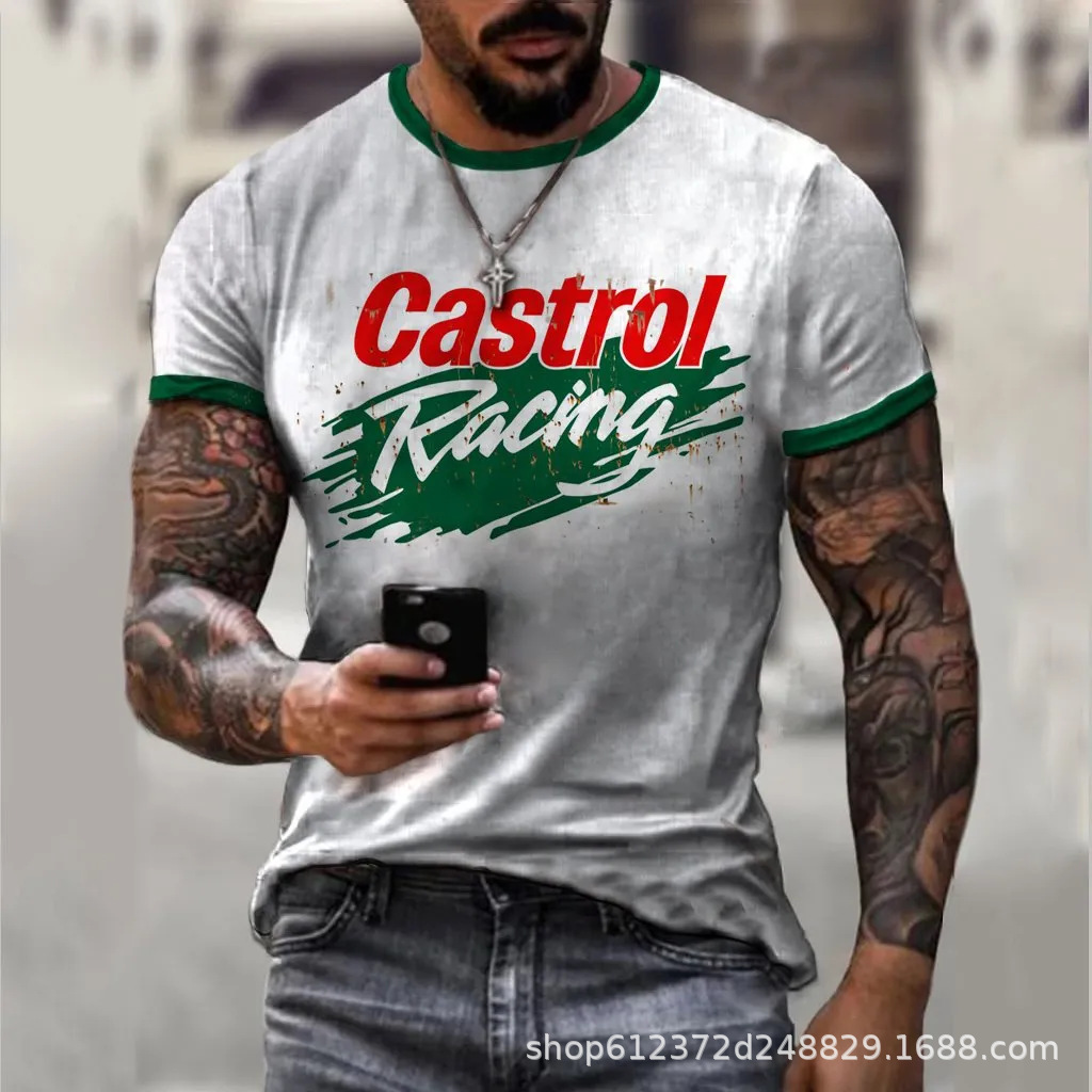 Fabricante de la fuente de los hombres de la camisa de manga corta de la calle Nueva Venta caliente de comercio electrónico transfronterizo camiseta impresa 3D arte flexible
