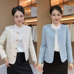 小さい子のお母さんの気質の短い型の小さい香ばしい風のコートのスパンコールの大きいサイズの婦人服のファッションのフランスの年齢を減らします。