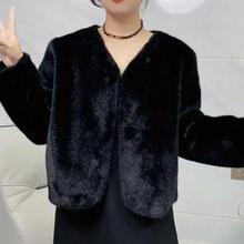 2025秋冬新款仿皮草外套女百搭羊羔绒仿水貂绒欧貂时尚兔毛短外套