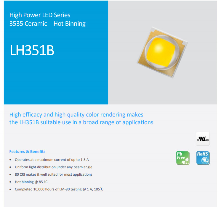 三星 LH351B RA70/80/90 3V 1-5W 3535 inverted lamp bead Samsung LED