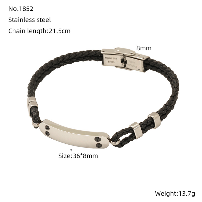 Cuerdas de cuero retro de moda texturas de alta calidad pulseras de estilo masculino y masculino pulseras personales cruz pulseras de acero de titanio al por mayor