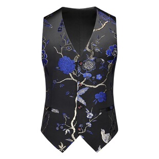 Cross-border Main Push Korean Style Slim-fit Large Size Suit Vest Fashion Business Casual Jacquard V-neck Vest Men's Vest
