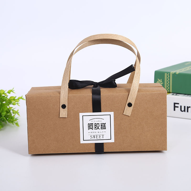 一斤装阿胶糕包装盒礼盒套手提袋年货礼品袋牛皮纸现货（10个装）