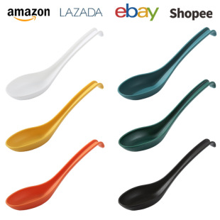Amazon Cross-border Plastic Tableware pp Soup Spoons 12 Outdoor Picnic Camping Style Family Kidsren Not Easy to Break