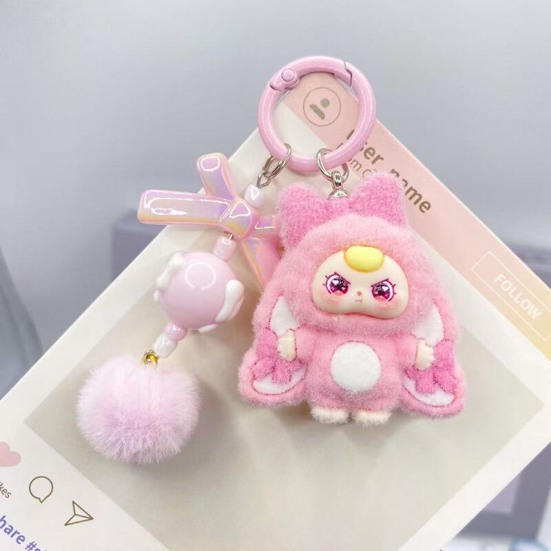 Flocked Big-Eared Cartoon Keychain Student Backpack Pendant Keychain Accessory Bag Decoration Luggage Doll