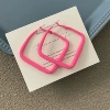 0565 Rose Red Framed 925 Silver Needle ear buckle