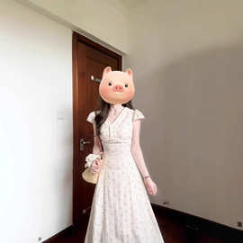 法式碎花绝美收腰显瘦蕾丝气质连衣裙女学院风收腰显瘦碎花公主裙